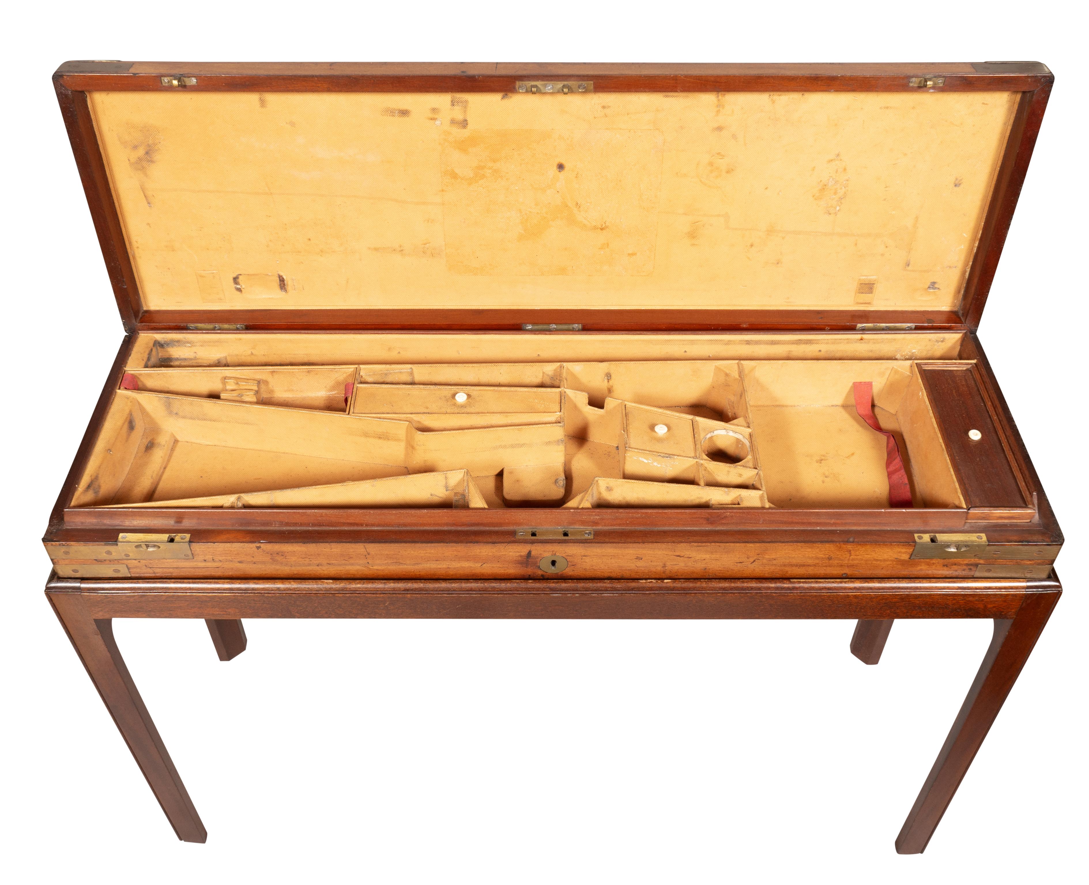 Regency Brass Mounted Mahogany Gun Box On Later Base For Sale 4