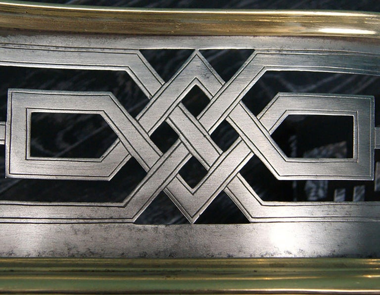 Regency Brass and Steel Fireplace Fender For Sale at 1stDibs