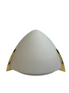 Lampada da soffitto Regency in ottone e vetro bianco, montatura ad incasso in vetro Spagna anni '80