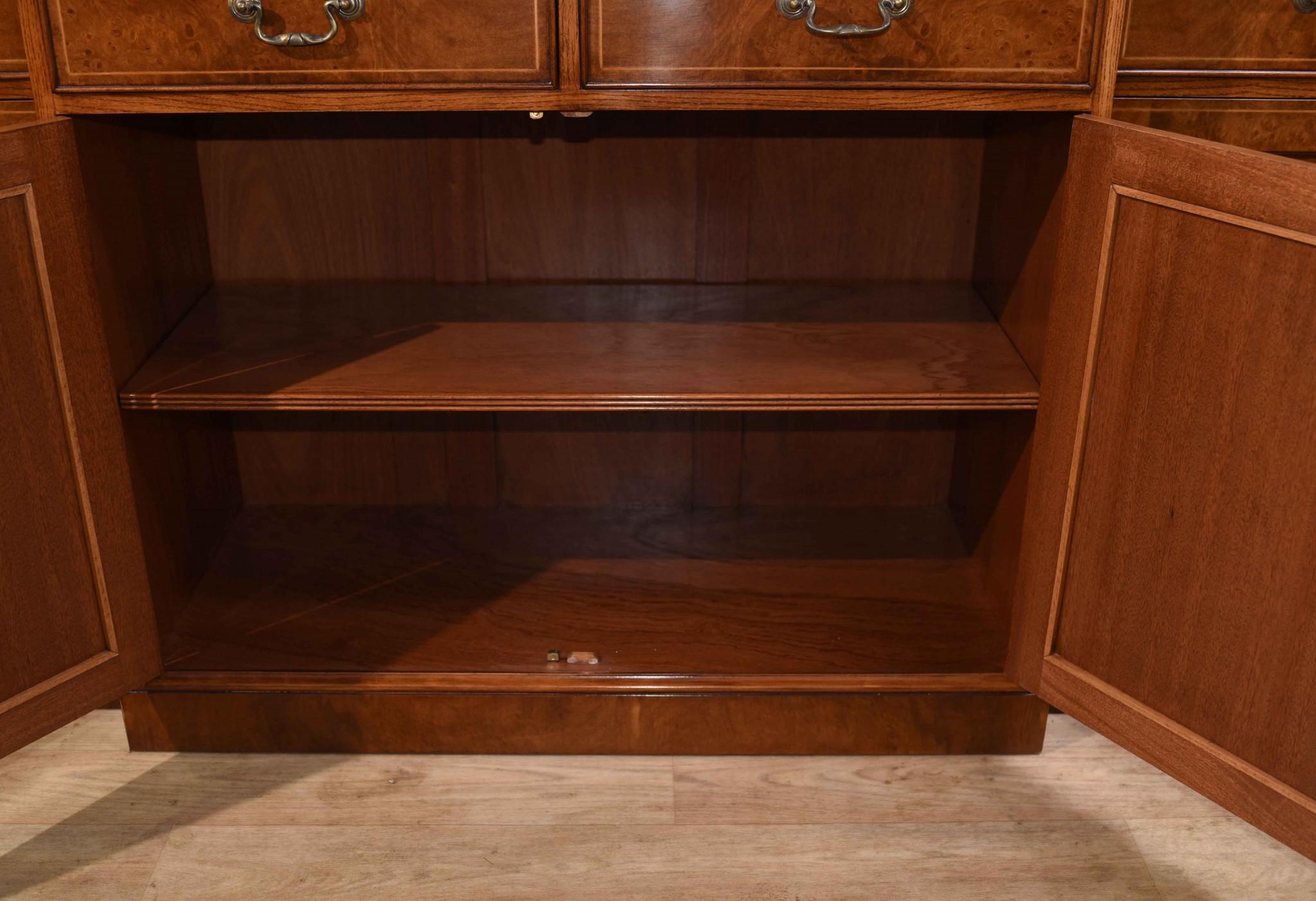 Regency Breakfront Bookcase Burr Walnut Sheraton Book Case 5