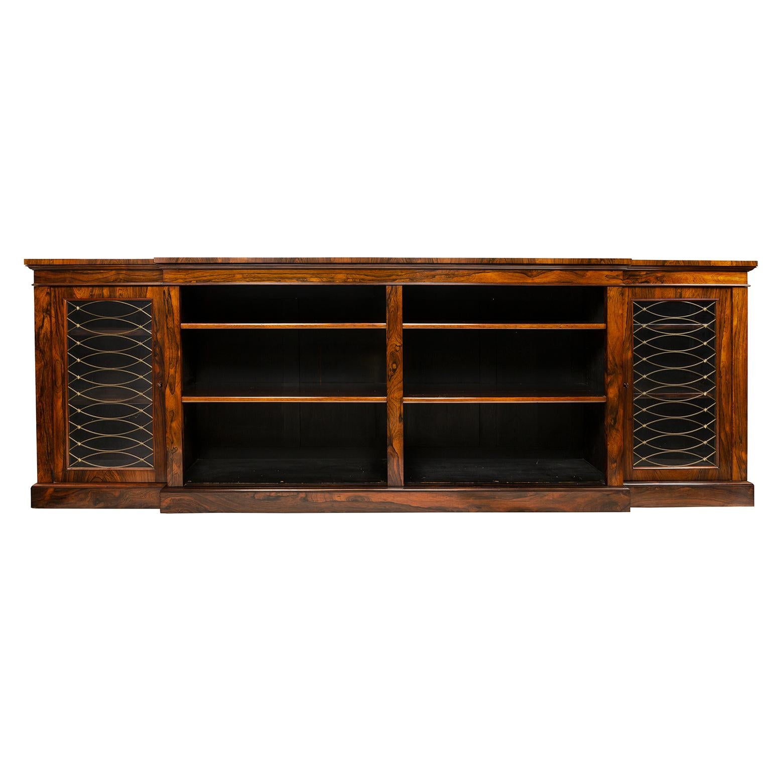 British Regency Breakfront Bookcase Cabinet