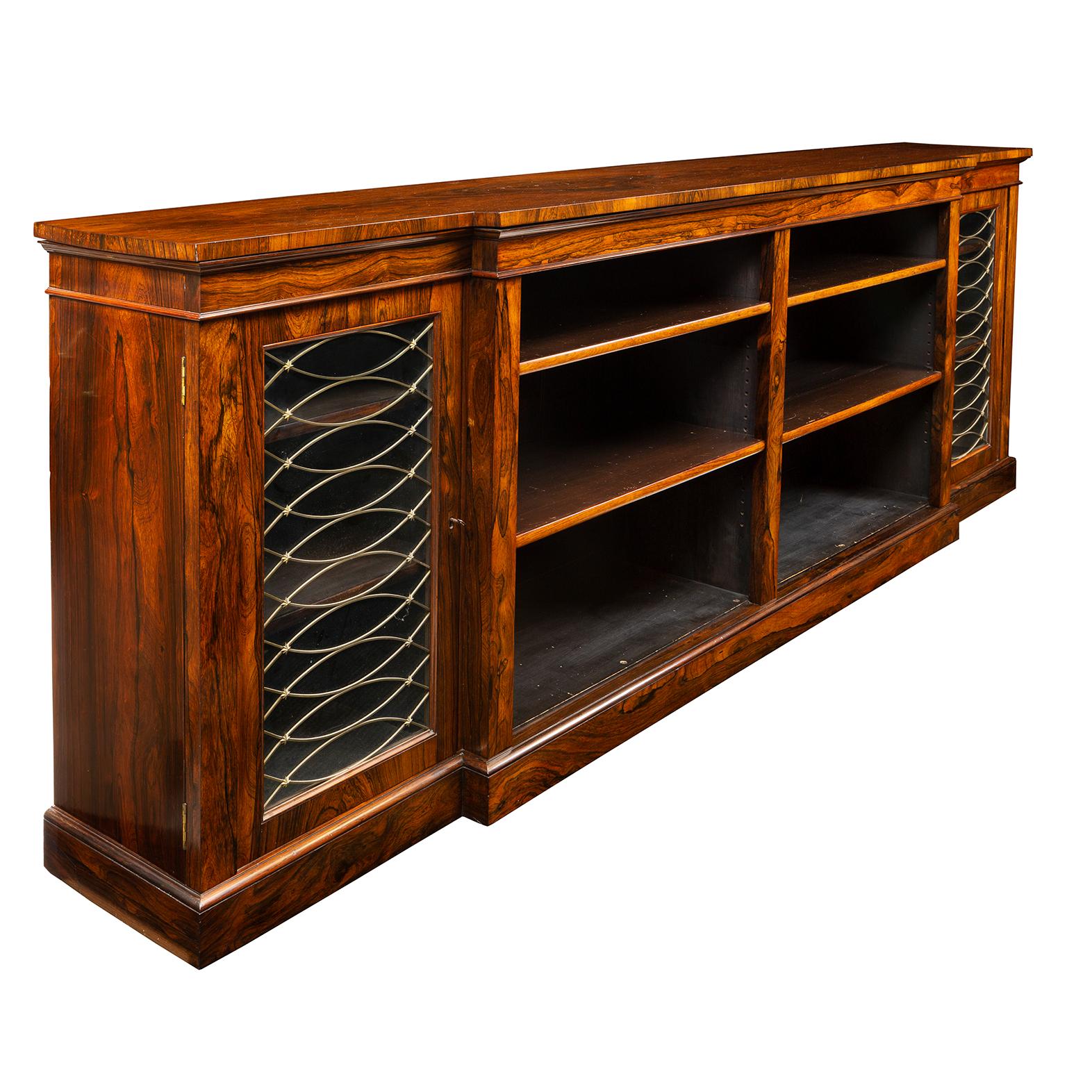 Regency Breakfront Bookcase Cabinet In Good Condition In Northwich, GB
