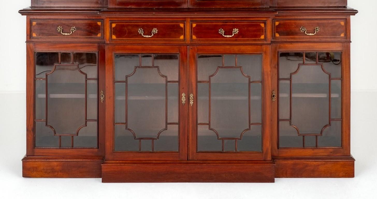 Late 19th Century Regency Breakfront Bookcase Mahogany Lambs Manchester 1880 For Sale