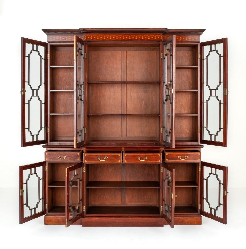 Regency Breakfront Bookcase Mahogany Lambs Manchester 1880 For Sale 3