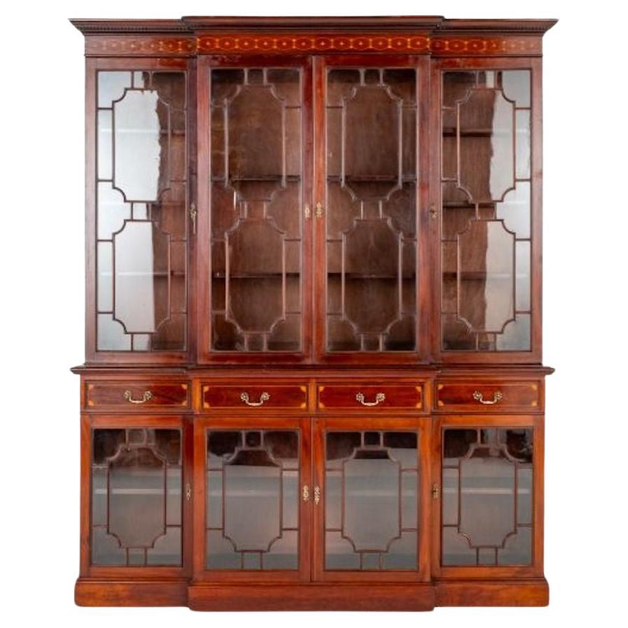 Regency Breakfront Bookcase Mahogany Lambs Manchester 1880 For Sale