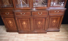 Regency Breakfront Bookcase Mahogany Sheraton Inlay