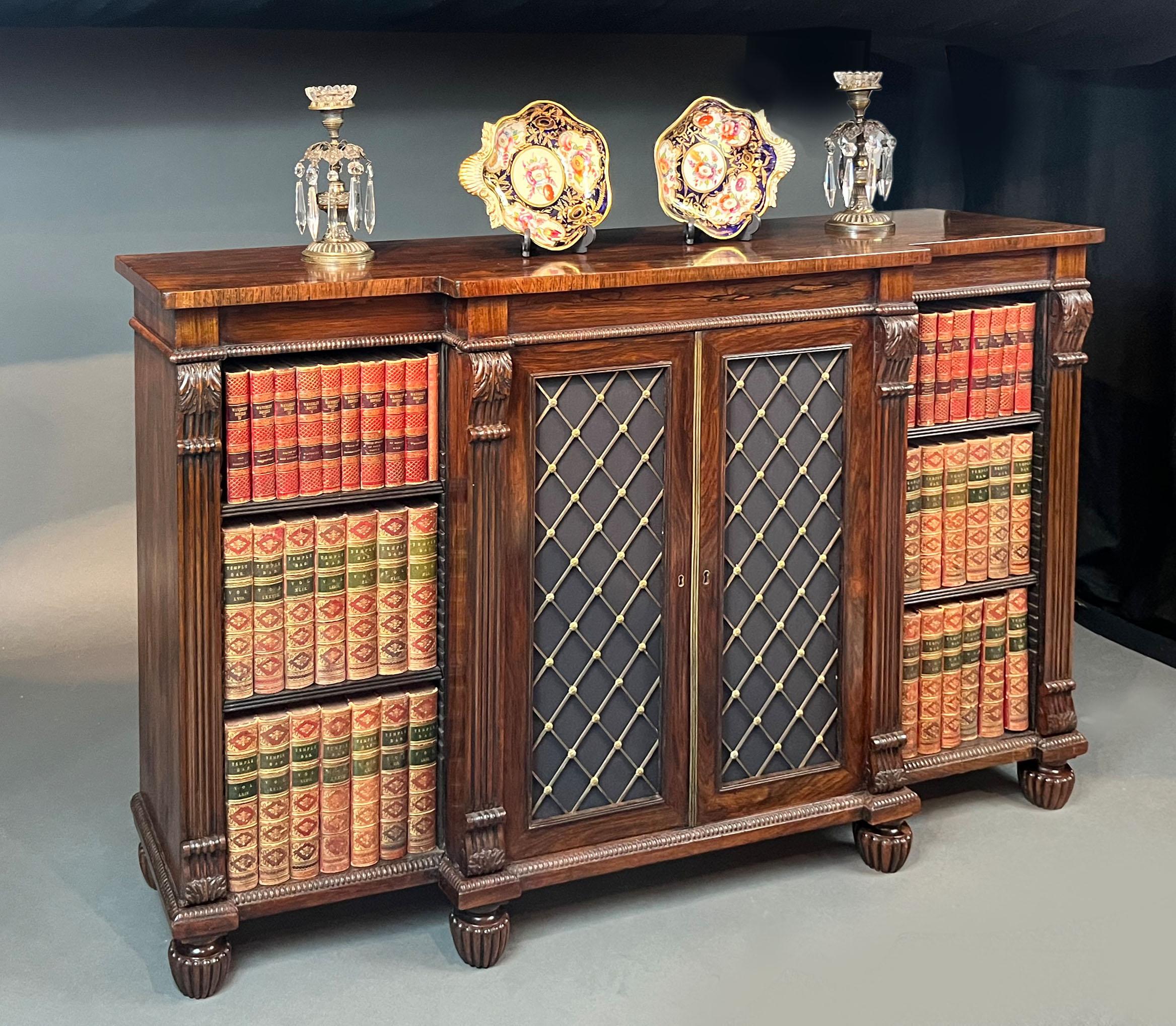 English Regency breakfront side cabinet attributed to Gillows of Lancaster For Sale
