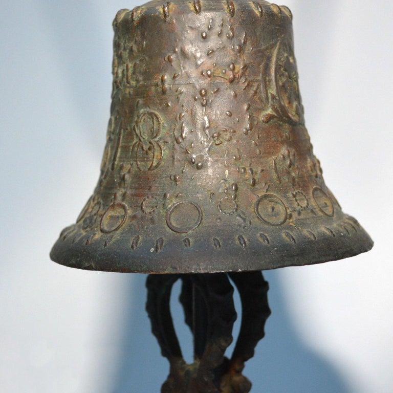 Mid-20th Century 1940s Bronze Mejico Bell Table Lamps Marble Base Guadalajara For Sale