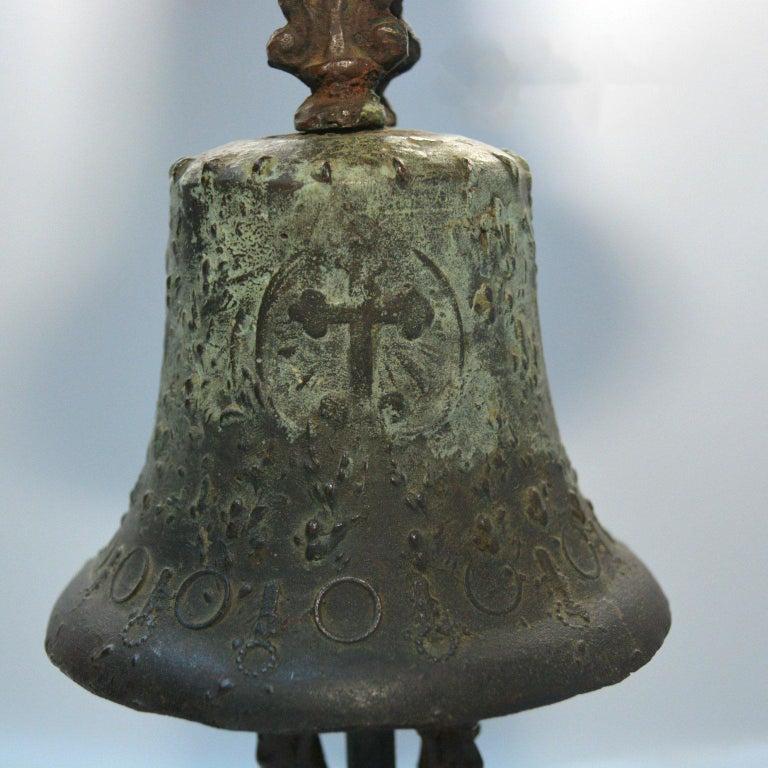 1940s Bronze Mejico Bell Table Lamps Marble Base Guadalajara For Sale 1