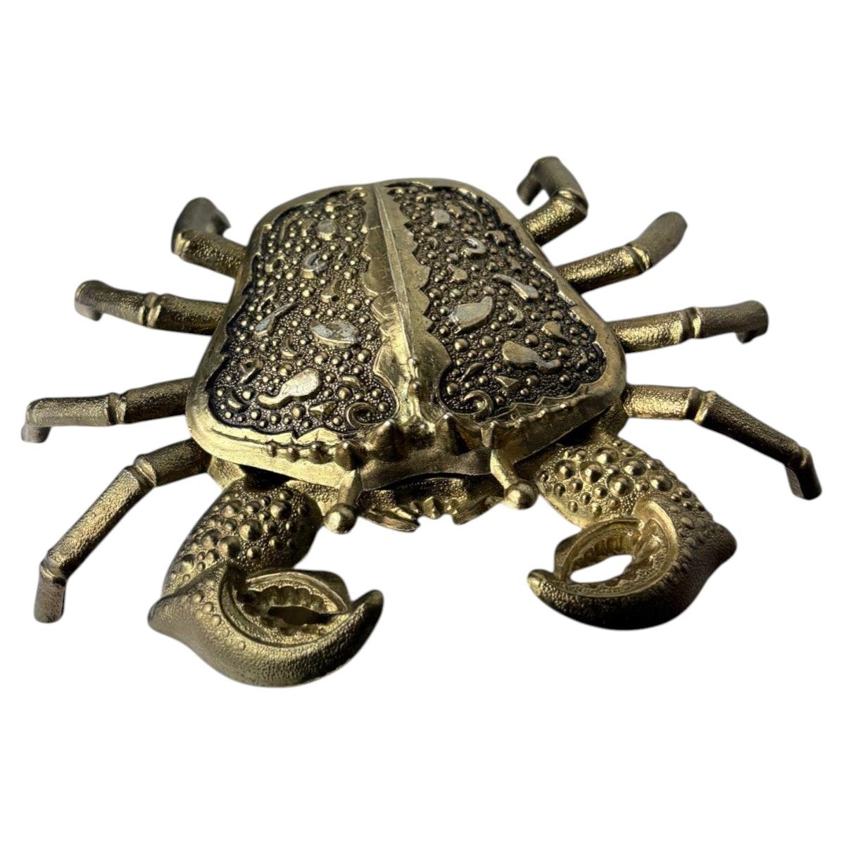 Regency Bronze Crab Ashtray, Vintage Sculpture from Spain, 1980s