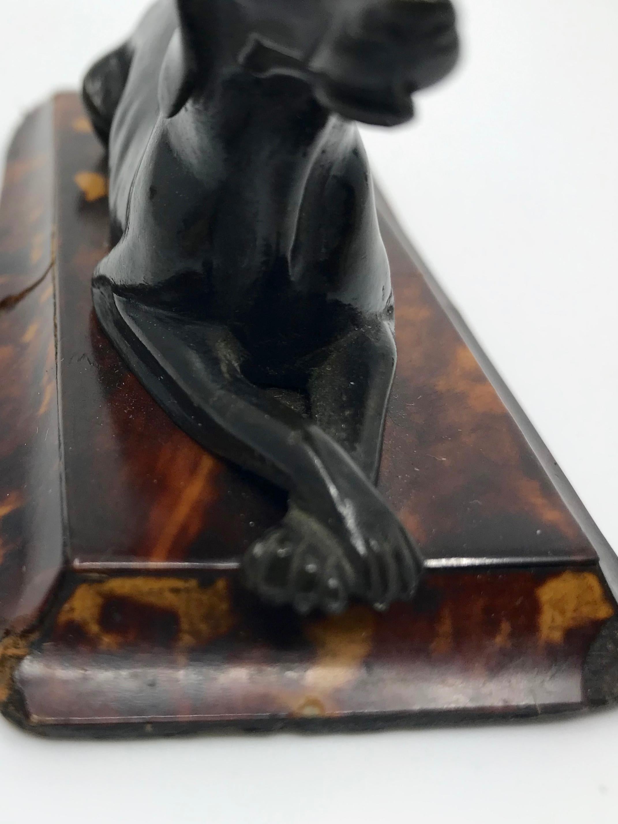 Regency Bronze Hound Dog Sculpture on Tortoiseshell Base For Sale 2