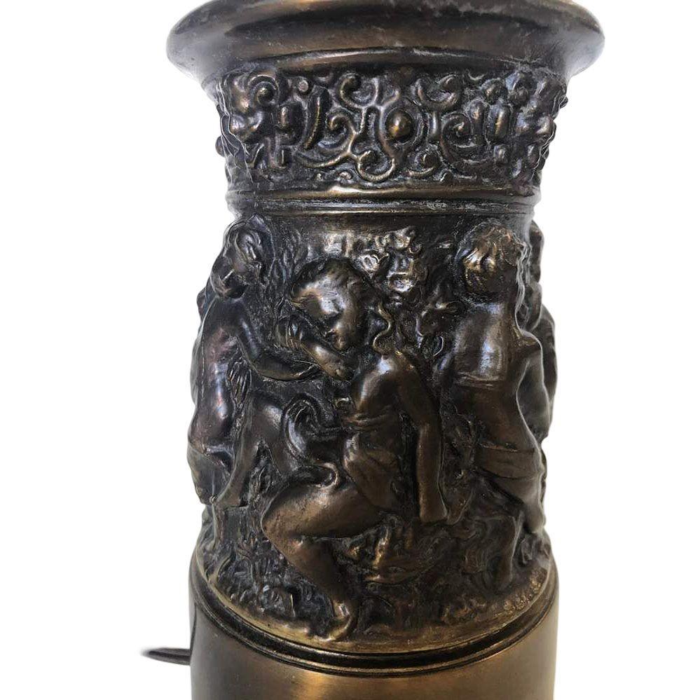 Neo-Classic Bronze Patina Cherub Candelabra Table Lamp For Sale 2
