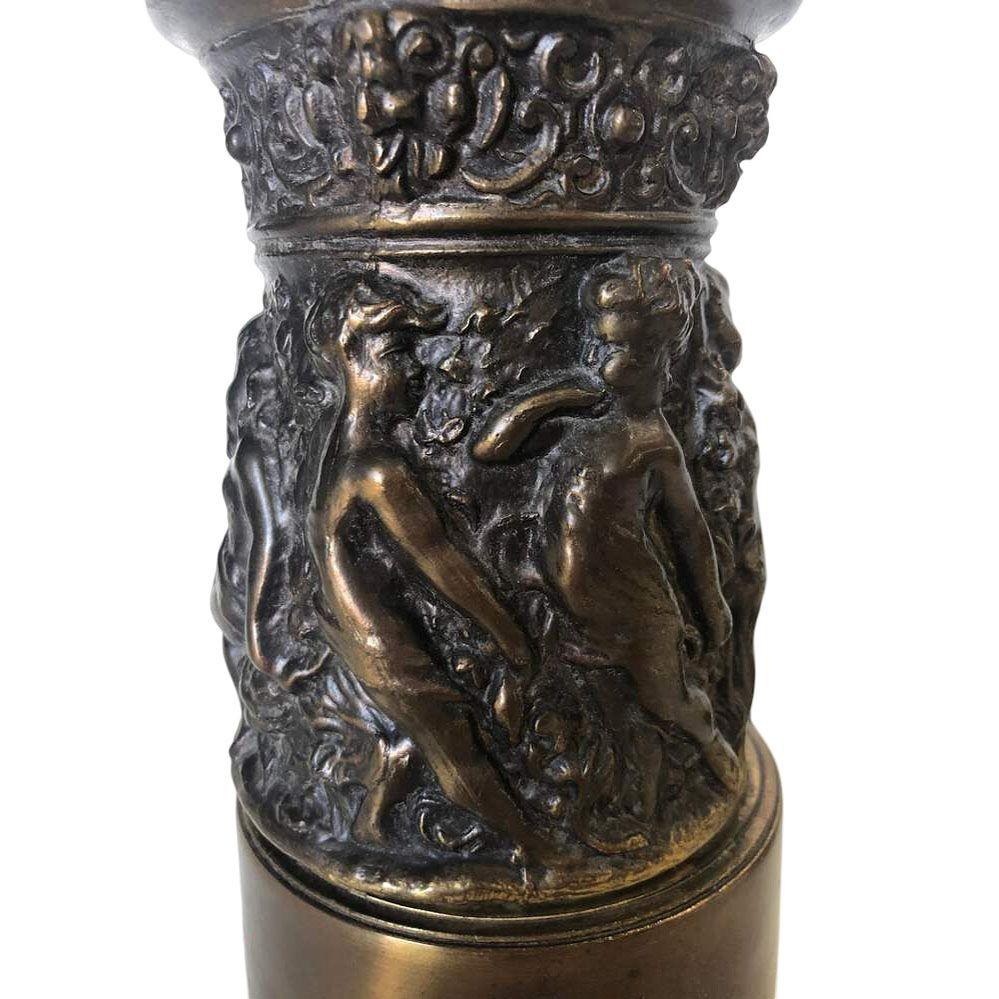 Neo-Classic Bronze Patina Cherub Candelabra Table Lamp For Sale 4