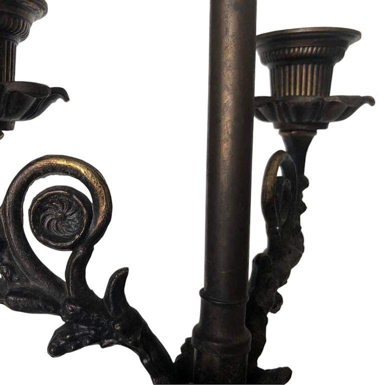 Neo-Classic Bronze Patina Cherub Candelabra Table Lamp In Excellent Condition For Sale In Van Nuys, CA