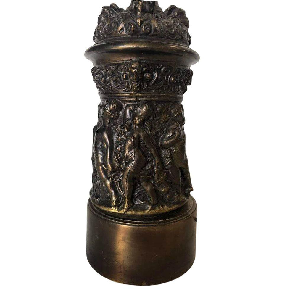 Neo-Classic Bronze Patina Cherub Candelabra Table Lamp For Sale 1