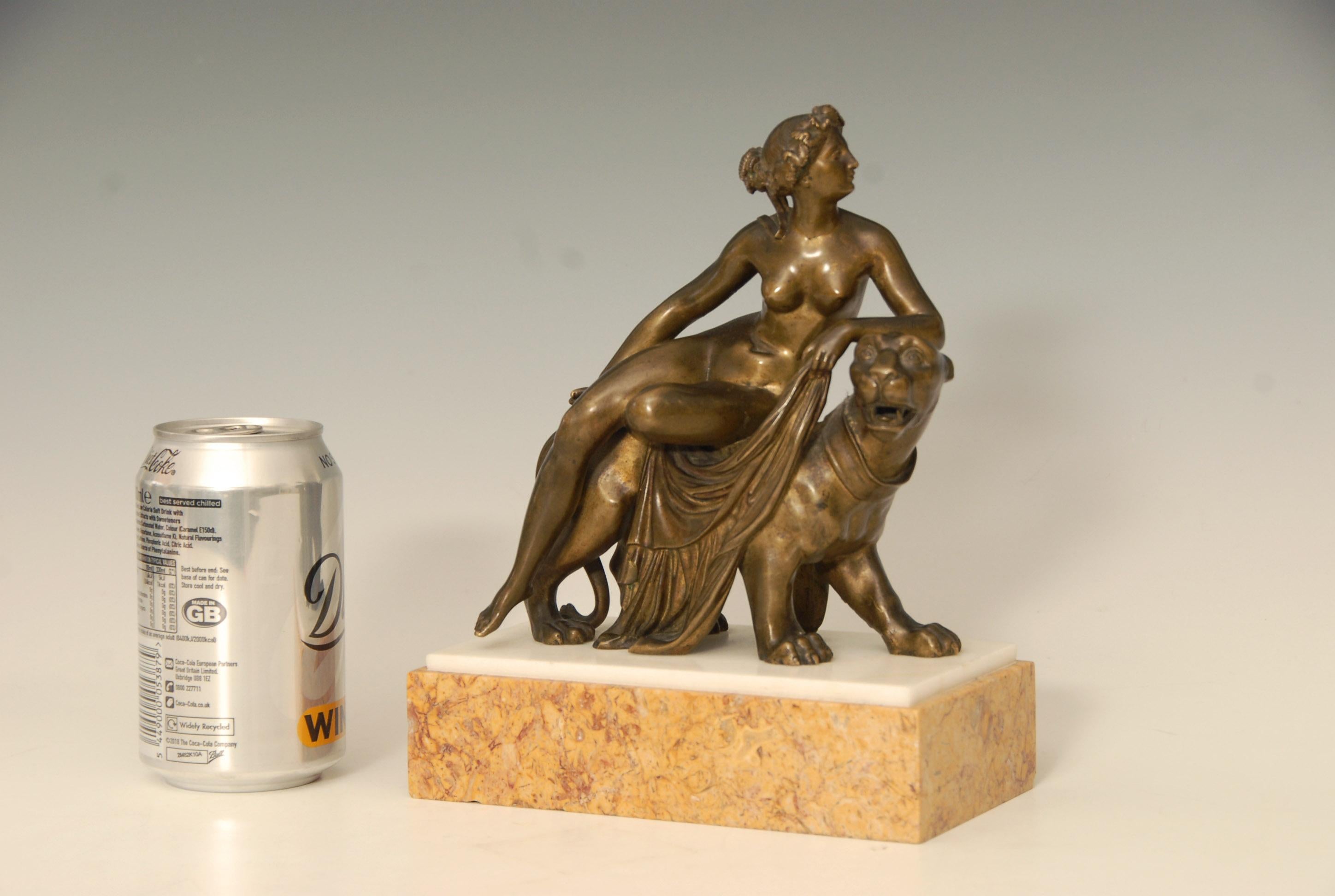 Regency Bronze Statue or Sculpture of a Nude Female Riding on a Lion For Sale 2