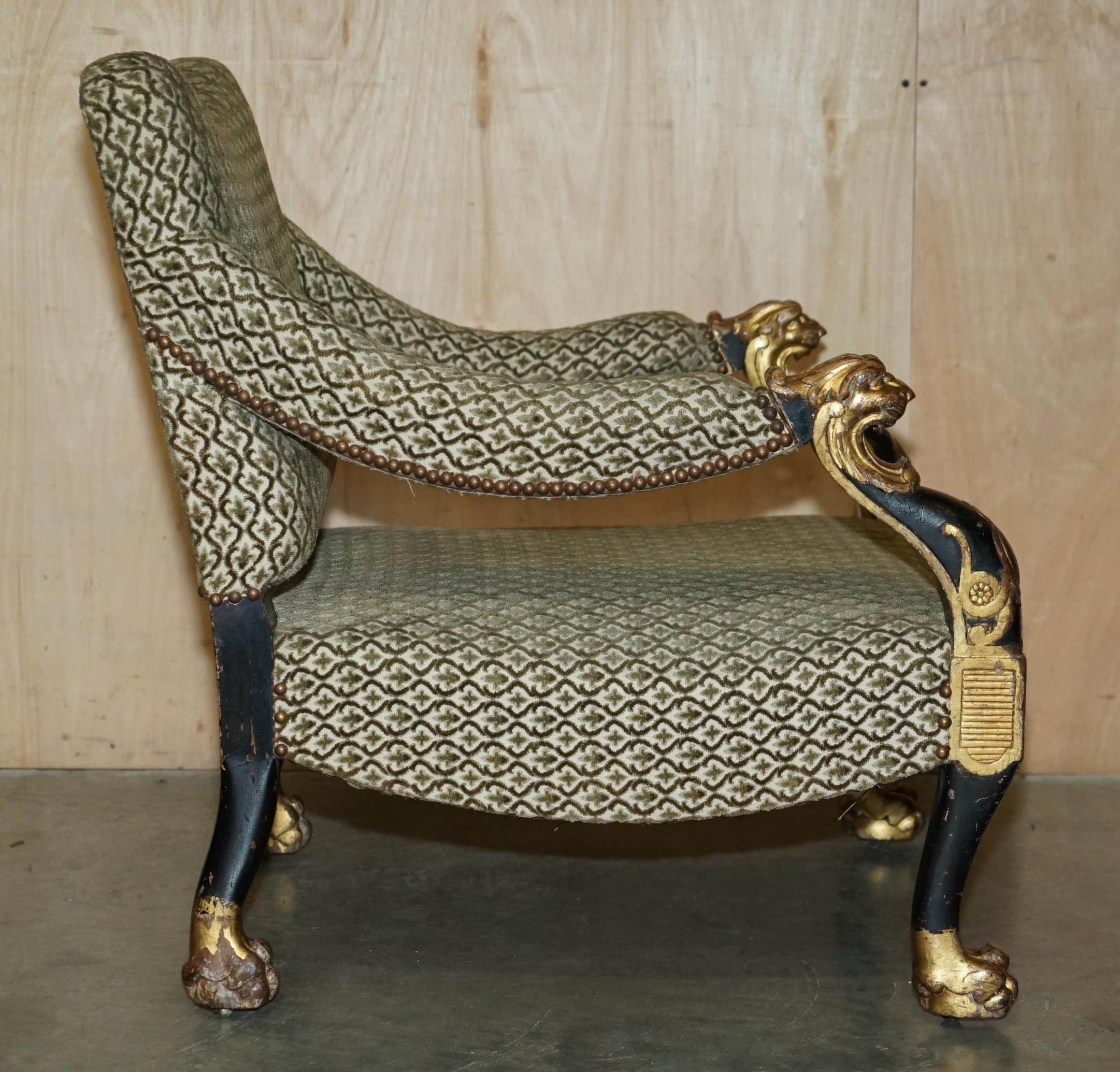 POLTRONA REGENZIALE IN PARCEL-GILTINO BRONZATO SU DISEGNO DI GEORGE Smith 1815 in vendita 7
