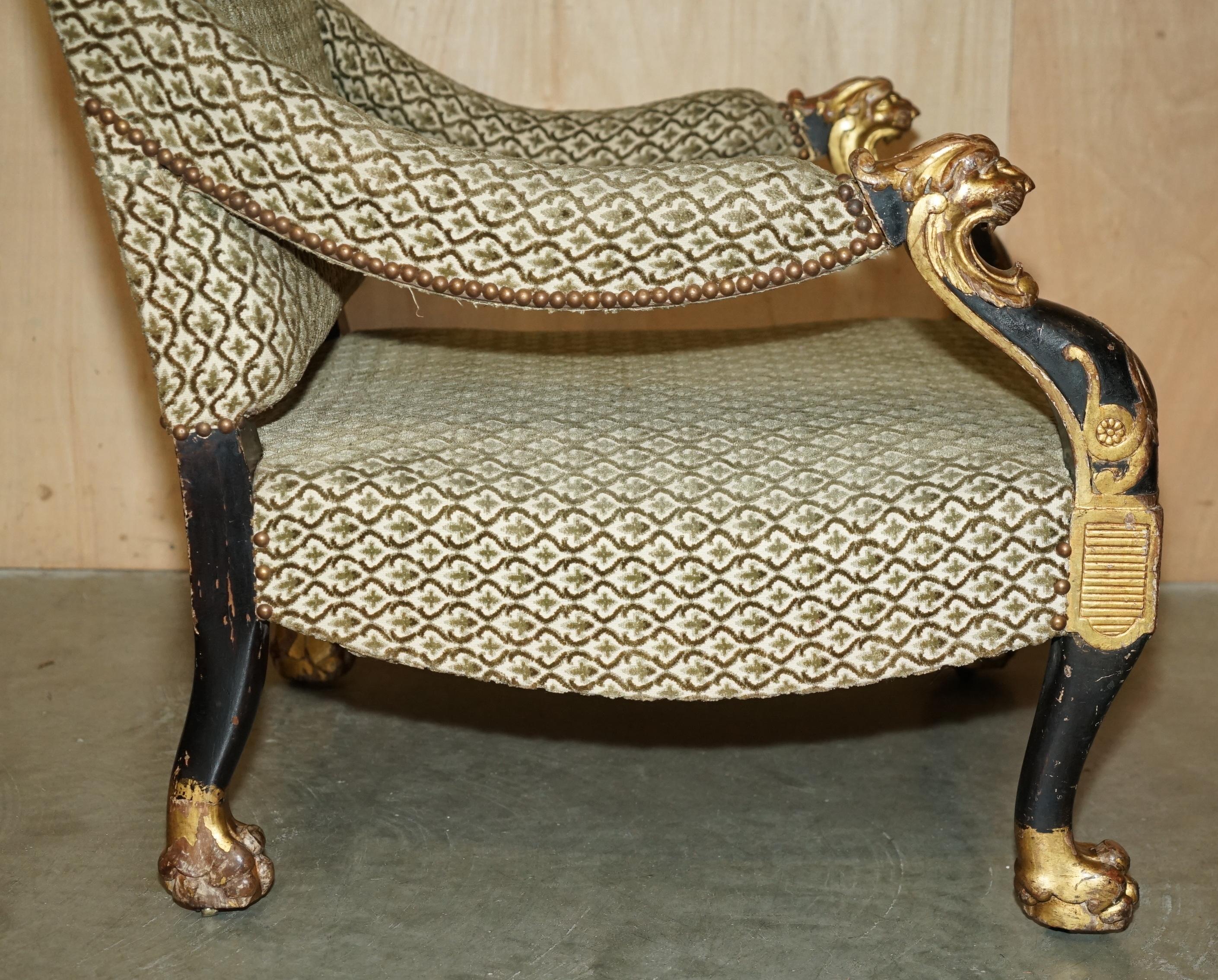 POLTRONA REGENZIALE IN PARCEL-GILTINO BRONZATO SU DISEGNO DI GEORGE Smith 1815 in vendita 8