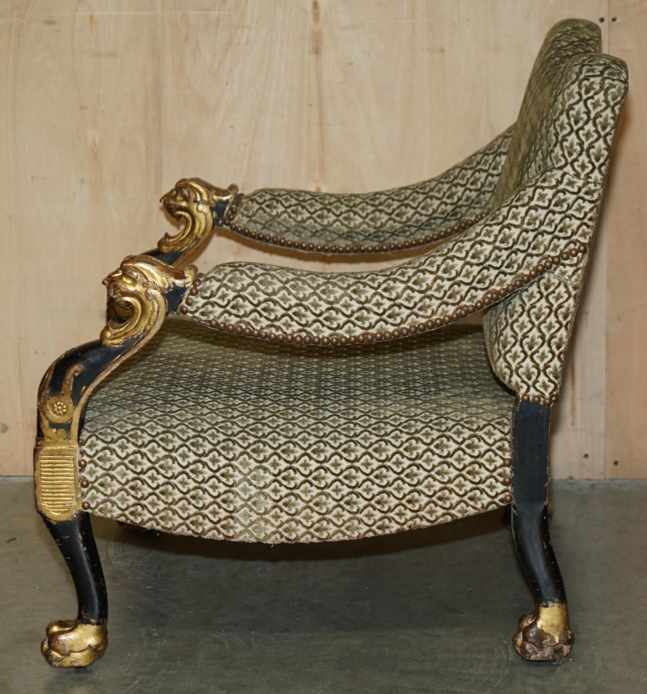 POLTRONA REGENZIALE IN PARCEL-GILTINO BRONZATO SU DISEGNO DI GEORGE Smith 1815 in vendita 10