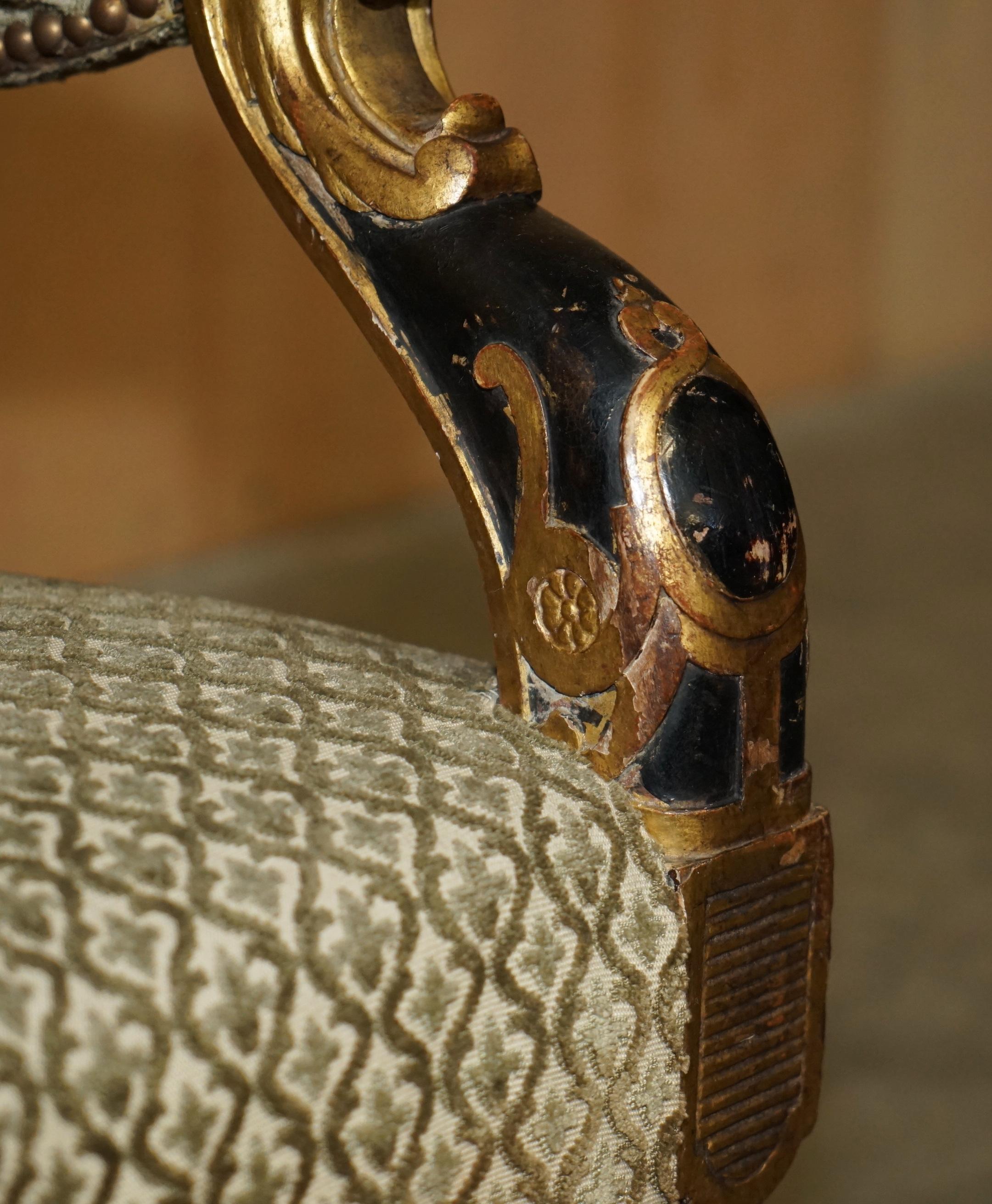 Fatto a mano POLTRONA REGENZIALE IN PARCEL-GILTINO BRONZATO SU DISEGNO DI GEORGE Smith 1815 in vendita