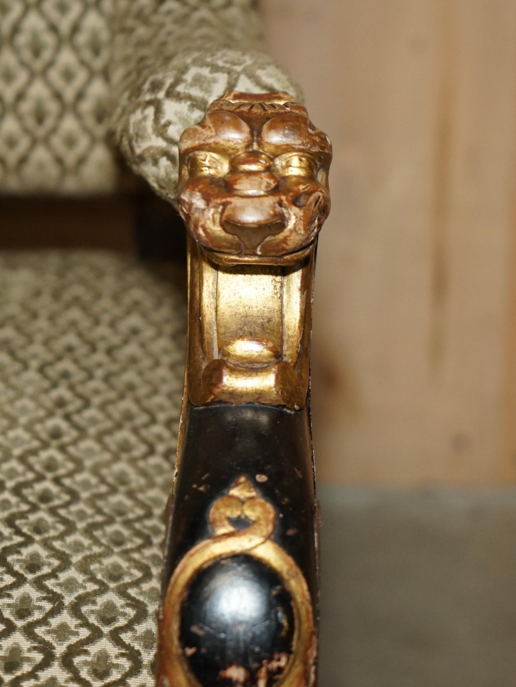 POLTRONA REGENZIALE IN PARCEL-GILTINO BRONZATO SU DISEGNO DI GEORGE Smith 1815 In condizioni buone in vendita a West Sussex, Pulborough