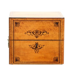 Regency Burl Wood and Inlaid Liquor Tantalus
