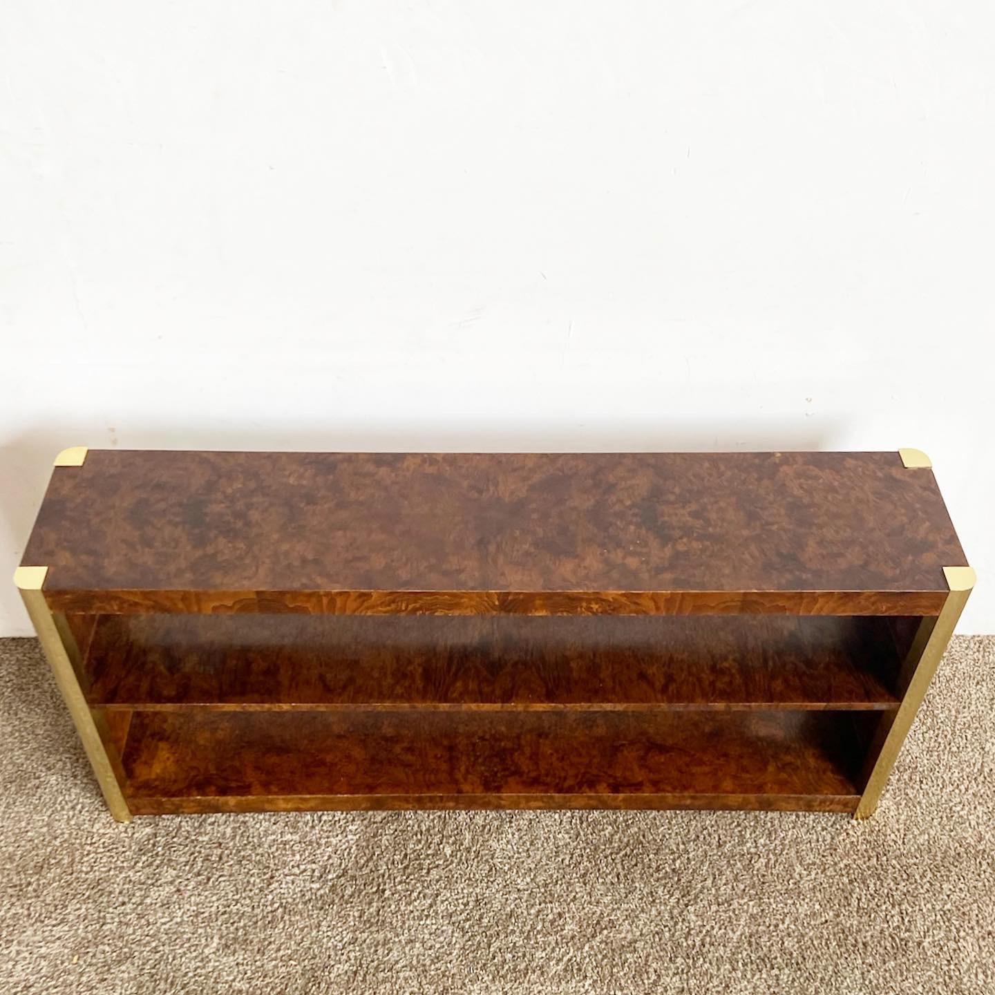 Late 20th Century Regency Burl Wood Veneer Three Tier Console Table by Century Furniture For Sale