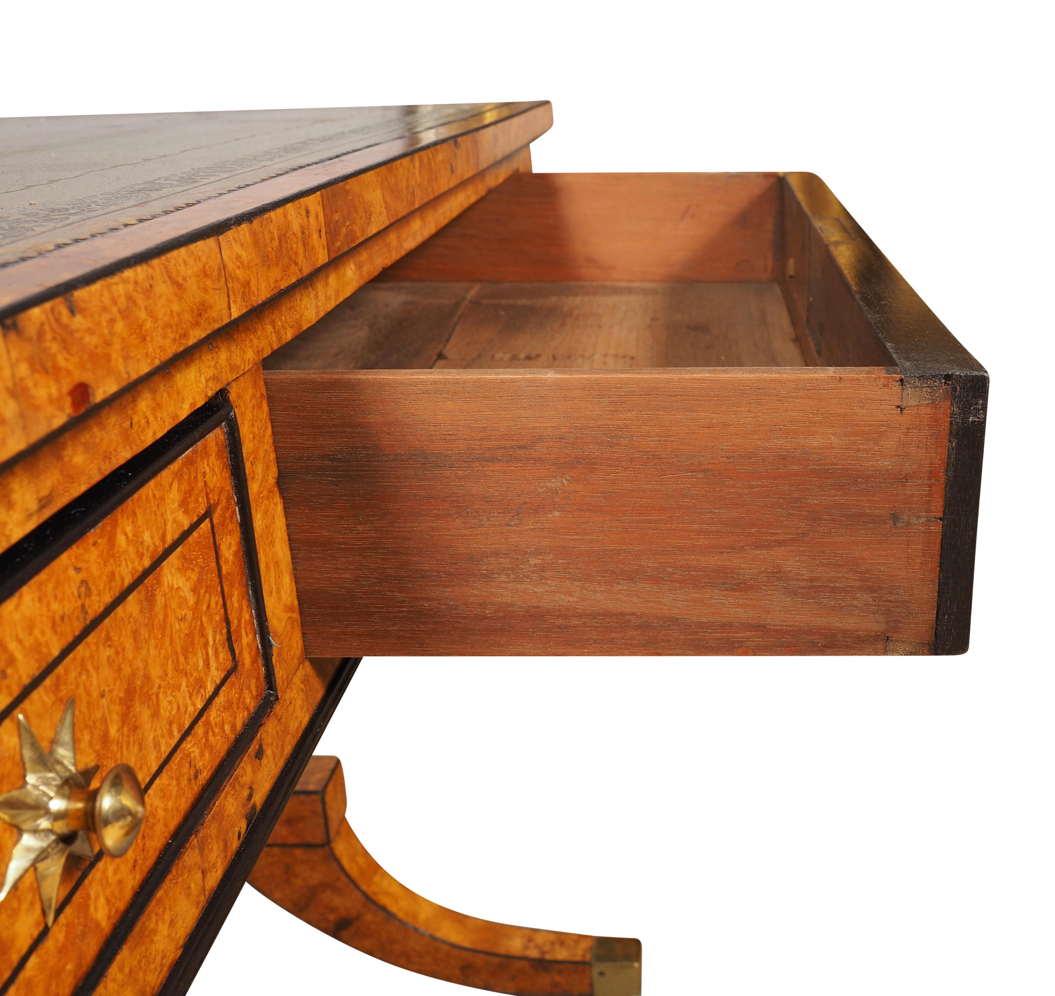 Regency Burr Elm and Ebonized Writing Table For Sale 5