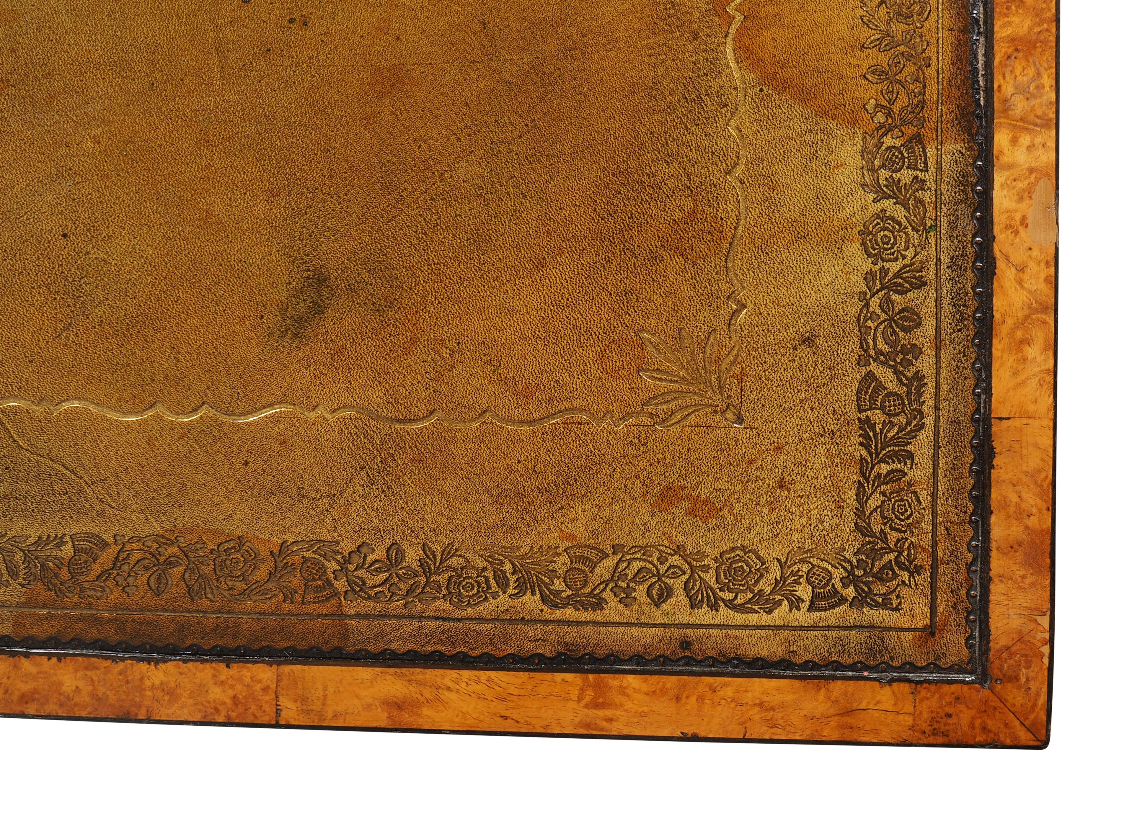 Regency Burr Elm and Ebonized Writing Table For Sale 9