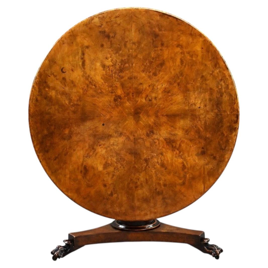Regency Burr Elm Circular Breakfast Table For Sale