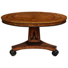 Regency Burr Oak and Ebony Centre Table
