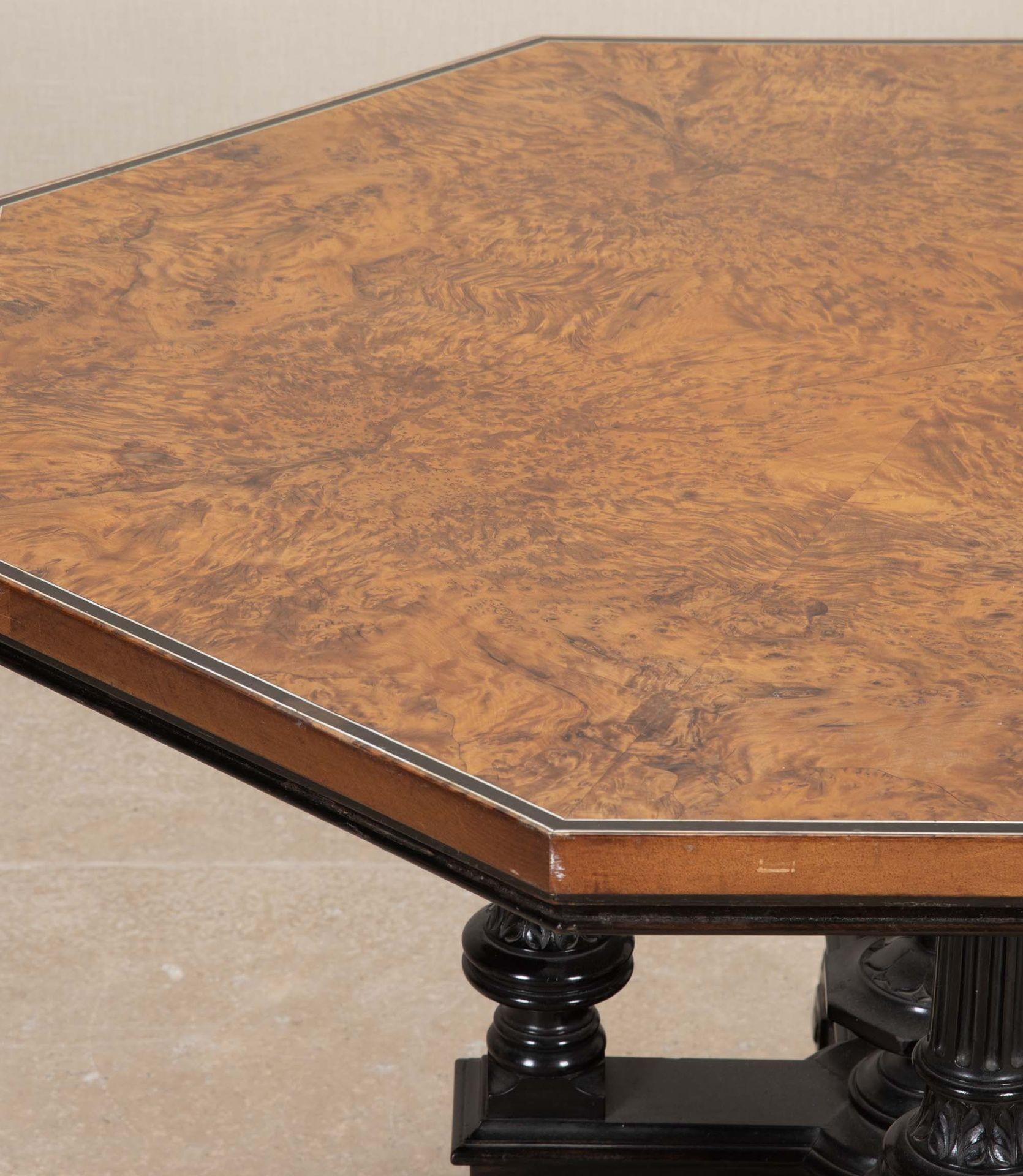Regency Burr Oak Octaganol Segmented Occasional Table For Sale 2