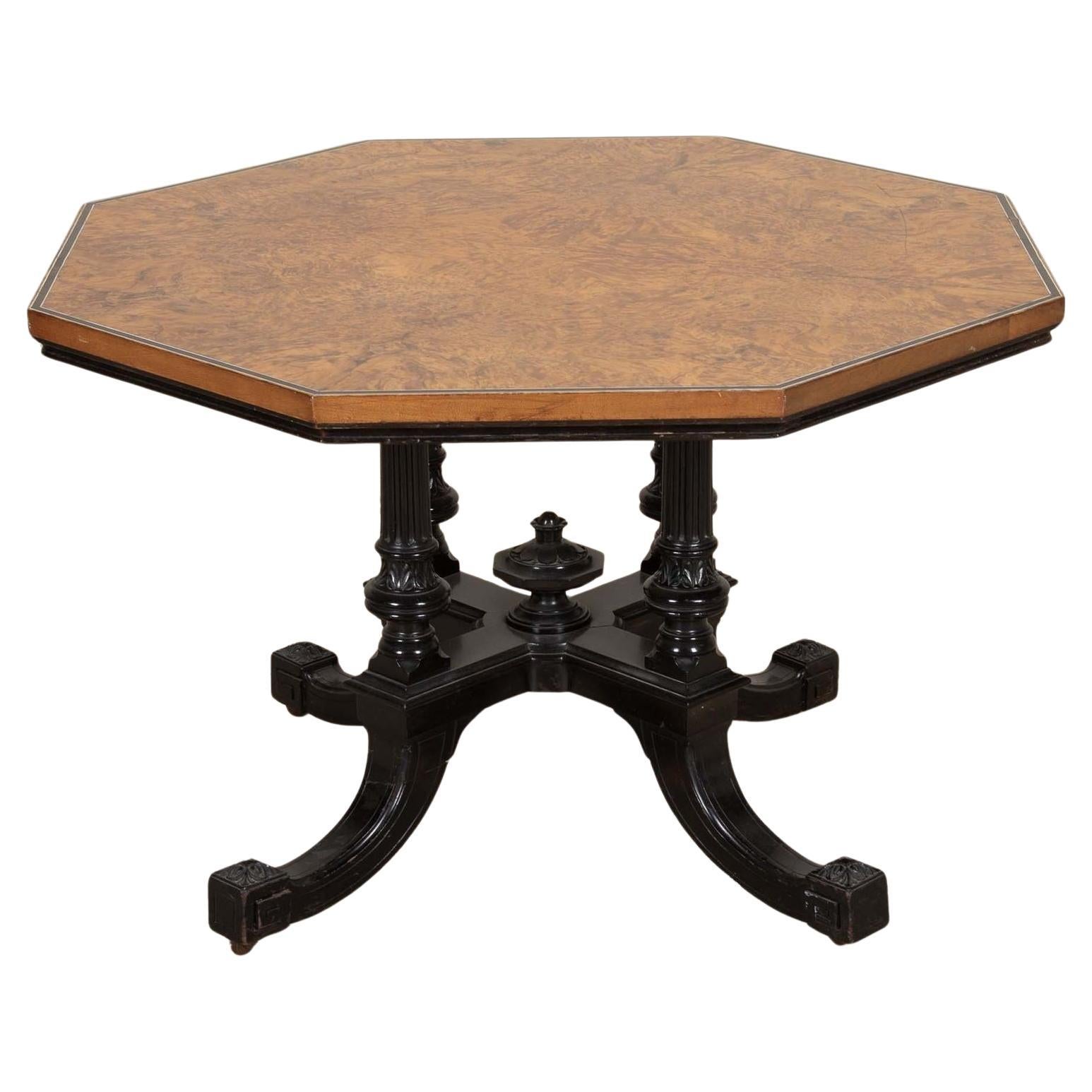 Regency Burr Oak Octaganol Segmented Occasional Table For Sale