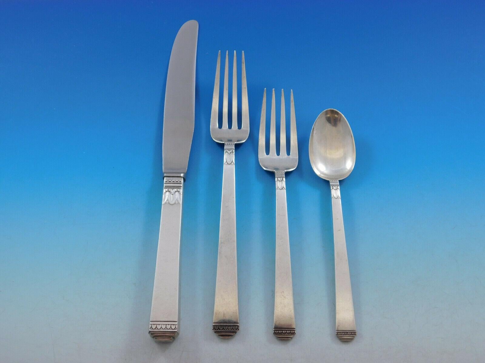 Regency by Lunt Sterling Silver Flatware Set for 6 Service 53 pieces In Excellent Condition In Big Bend, WI