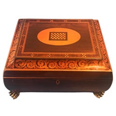 Regency circa 1820 Penwork and Inlaid Rosewood Jewellery Box