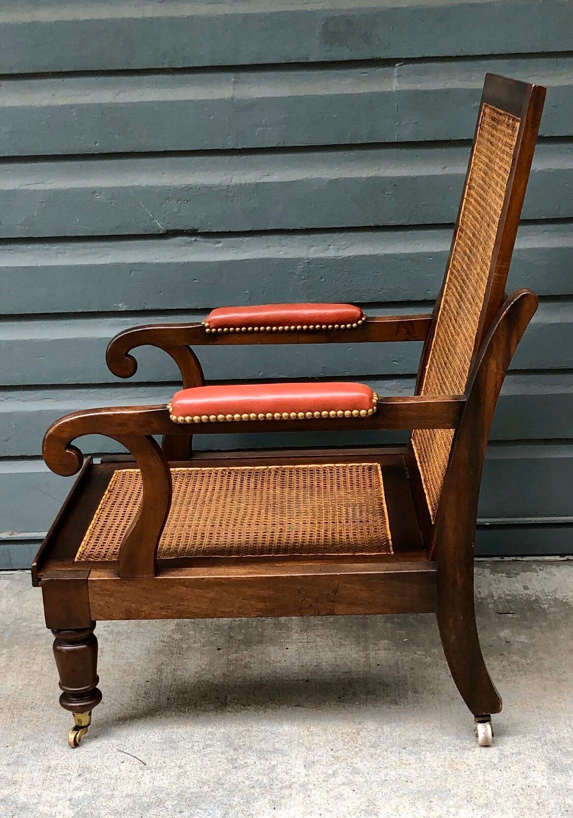 English Regency Campaign Mahogany Library Chair, Early 19th Century