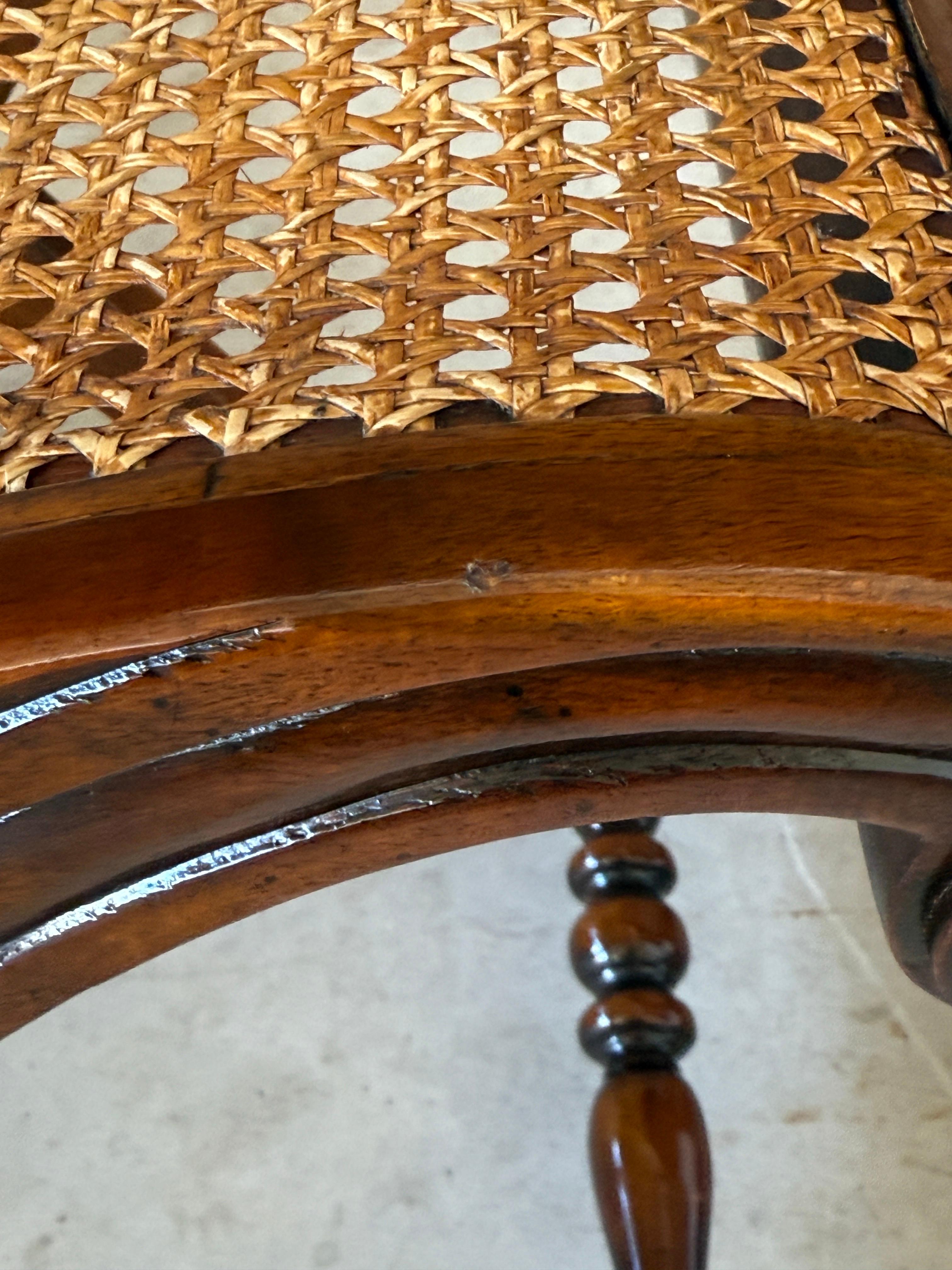 British Colonial Regency Campaign-Style X-Base Cane Stools in the Manner of Gillows of Lancaster- For Sale