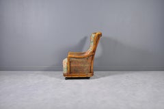 Regency Caned Bamboo Armchair on Wheels, 1970s