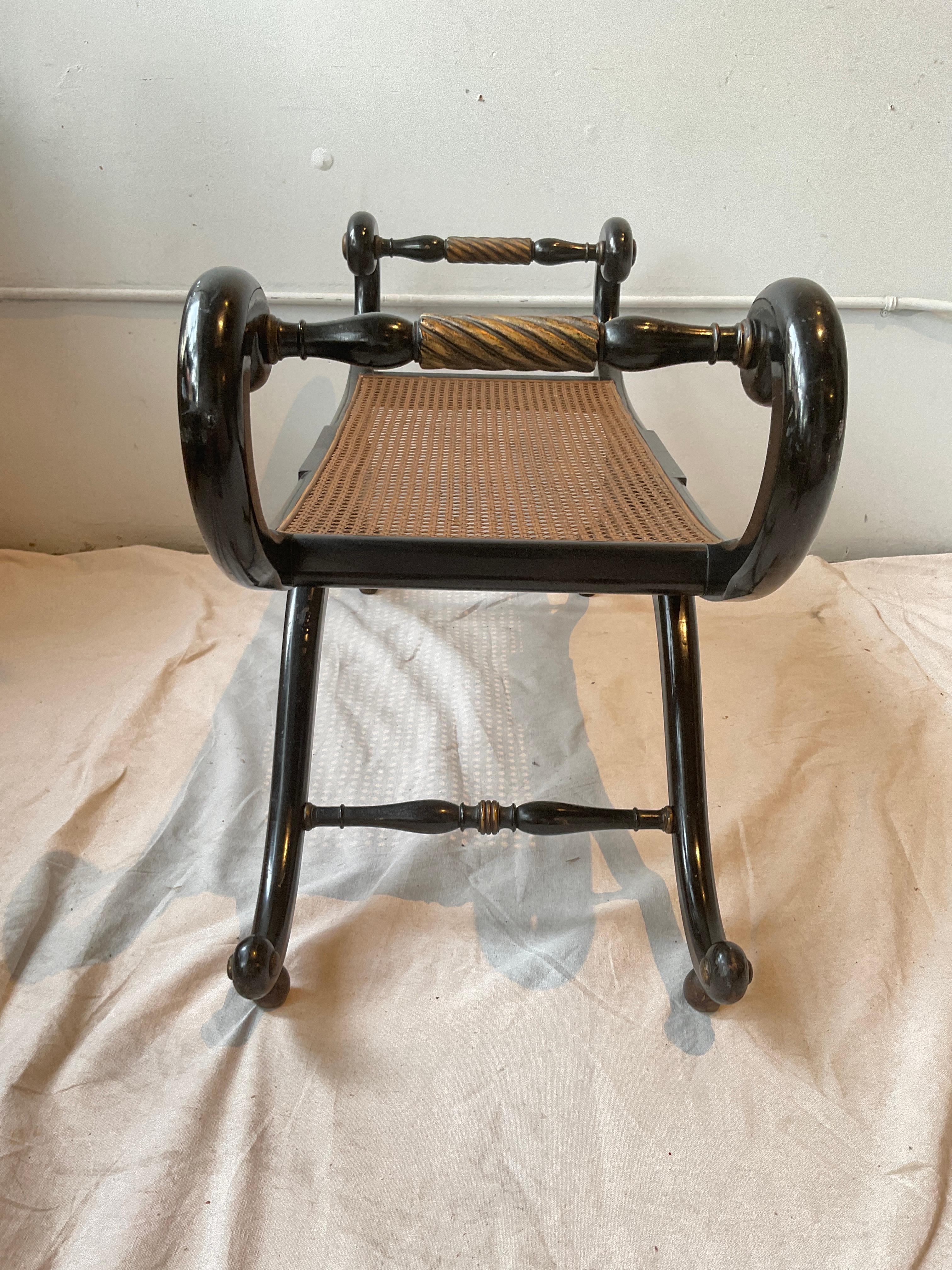 Regency Caned Bench For Sale 1