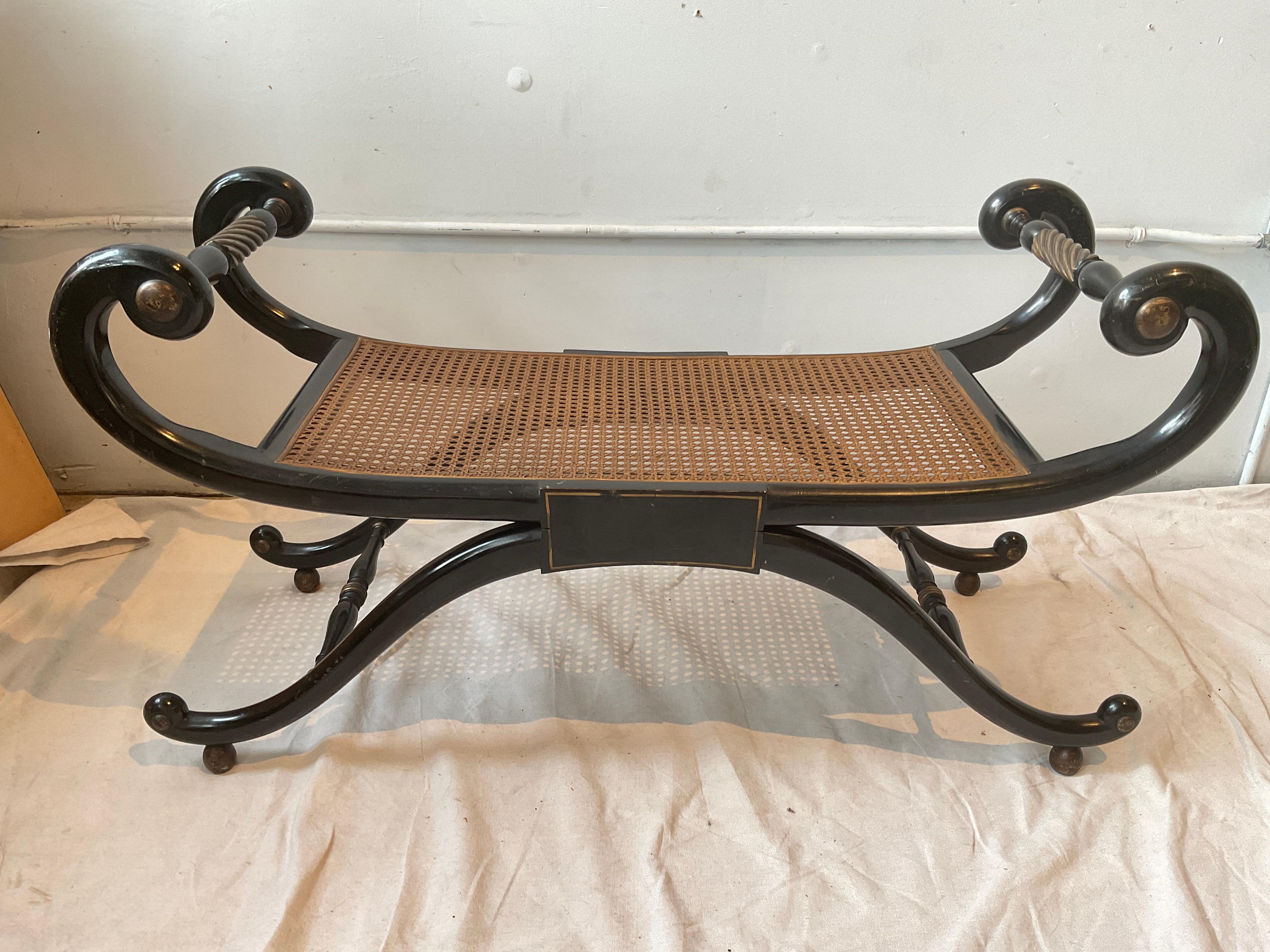 Regency Caned Bench For Sale 2