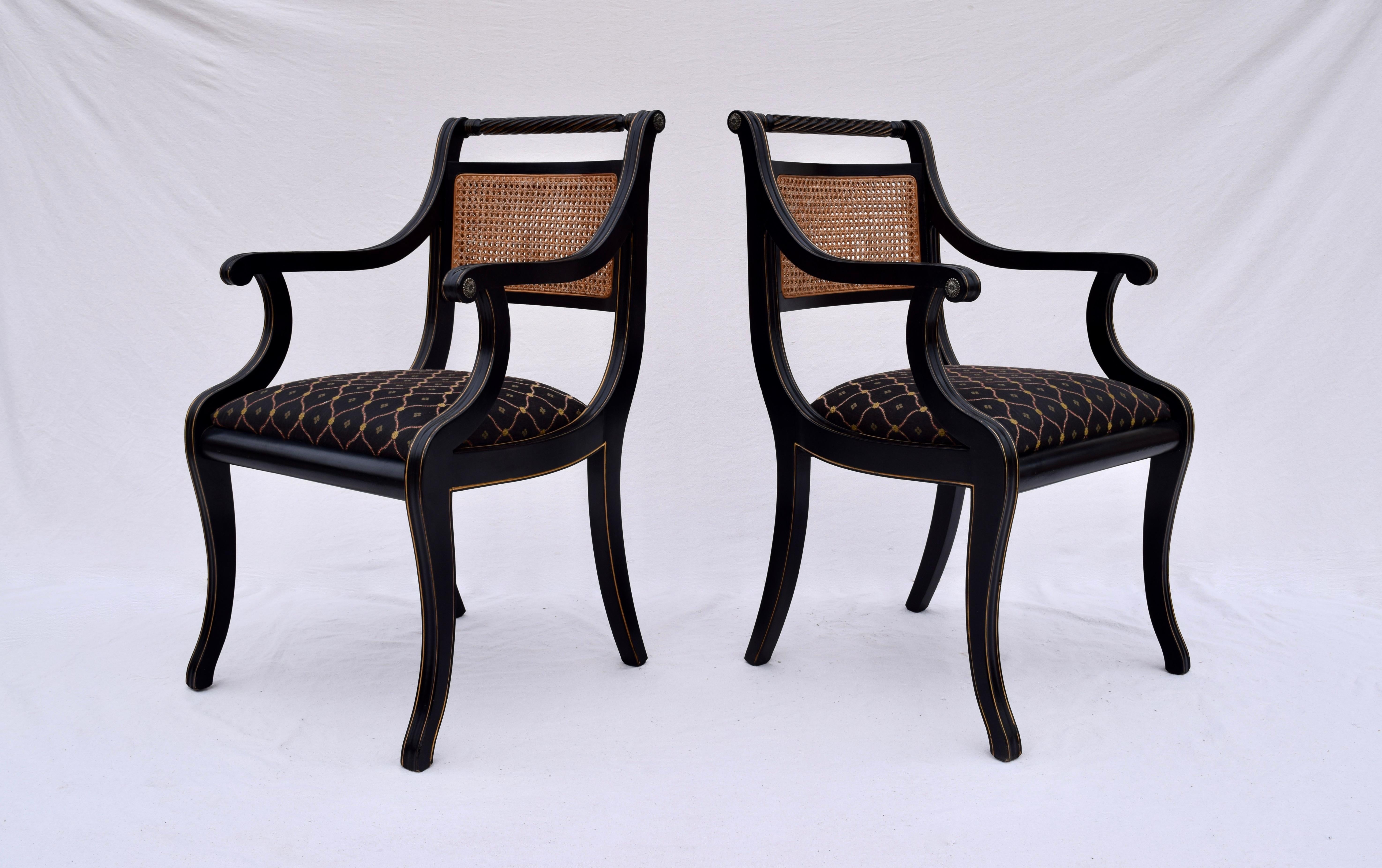 Regency Caned Dining Chairs Made in Italy, Set of 8 4