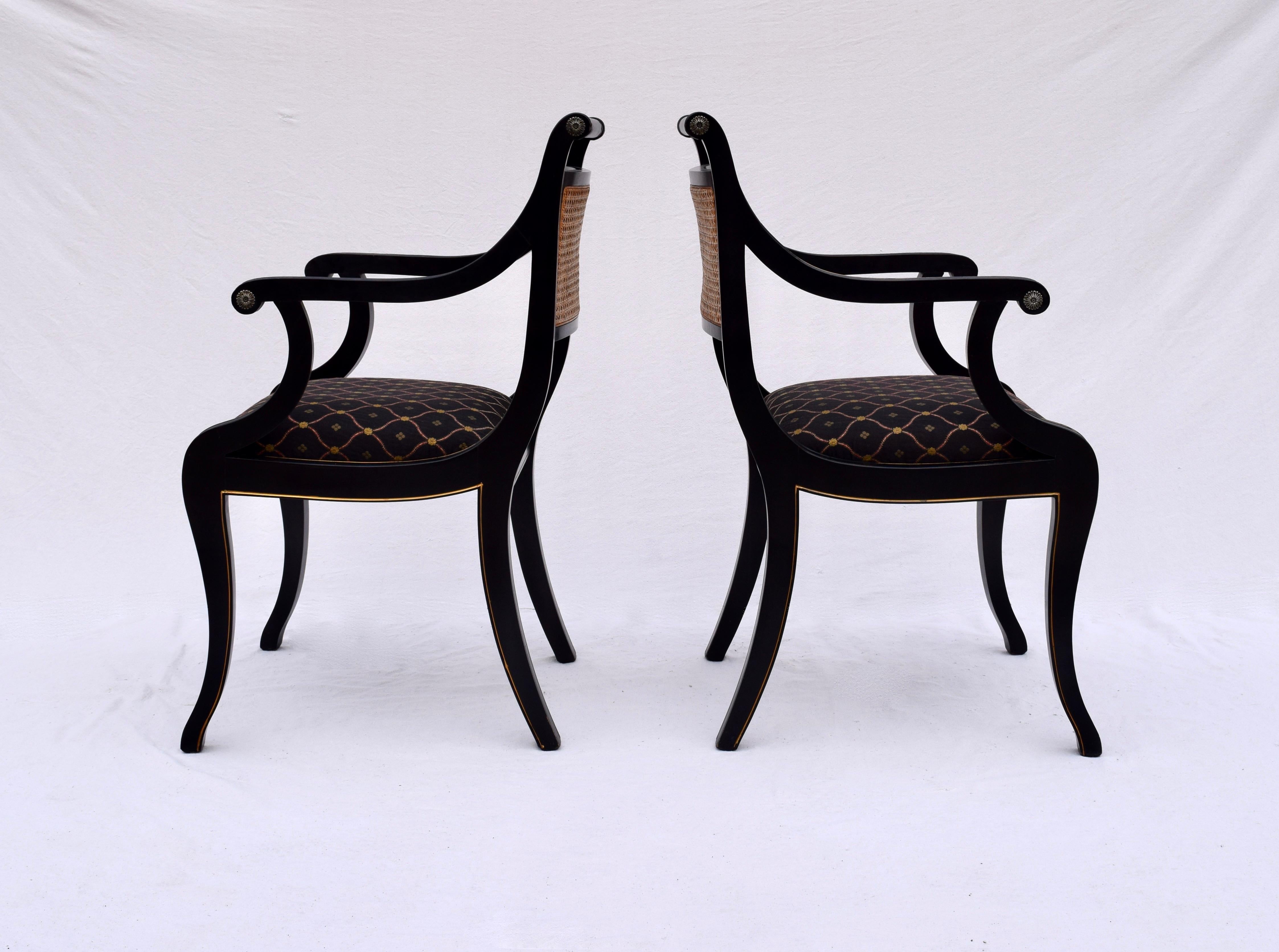 Regency Caned Dining Chairs Made in Italy, Set of 8 6