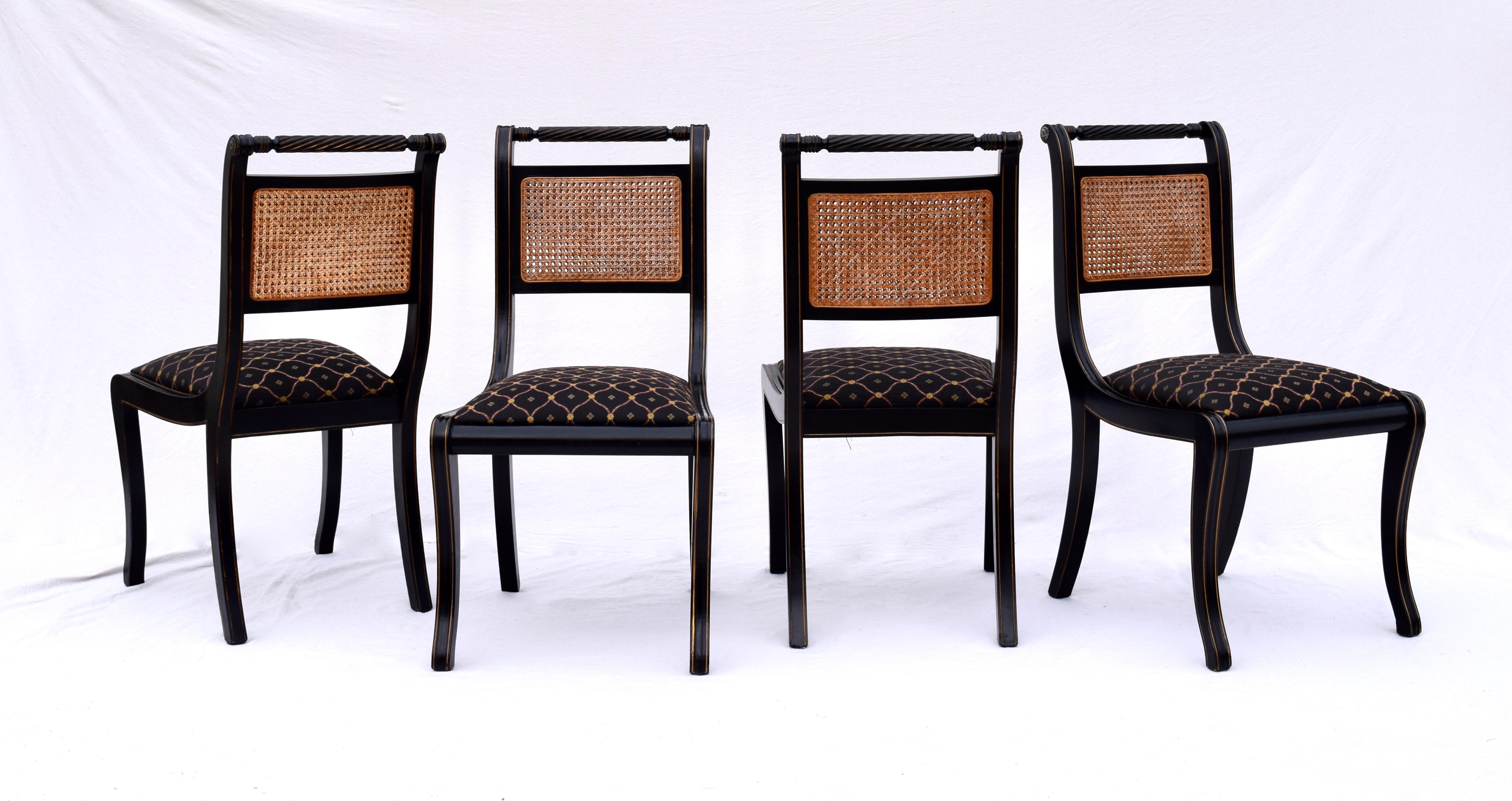 Regency Caned Dining Chairs Made in Italy, Set of 8 1