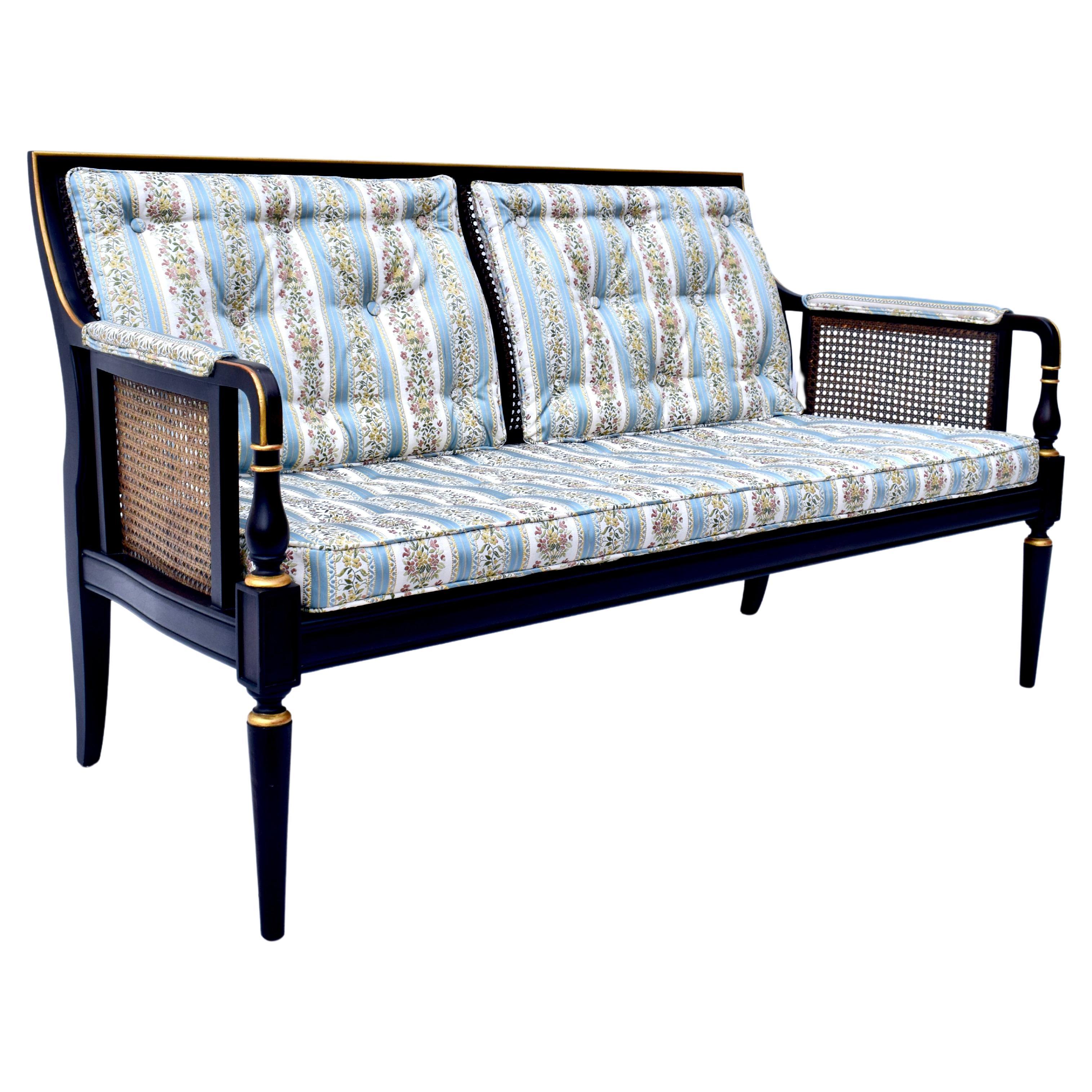Regency Caned Settee by Baker Furniture In Good Condition For Sale In Southampton, NJ
