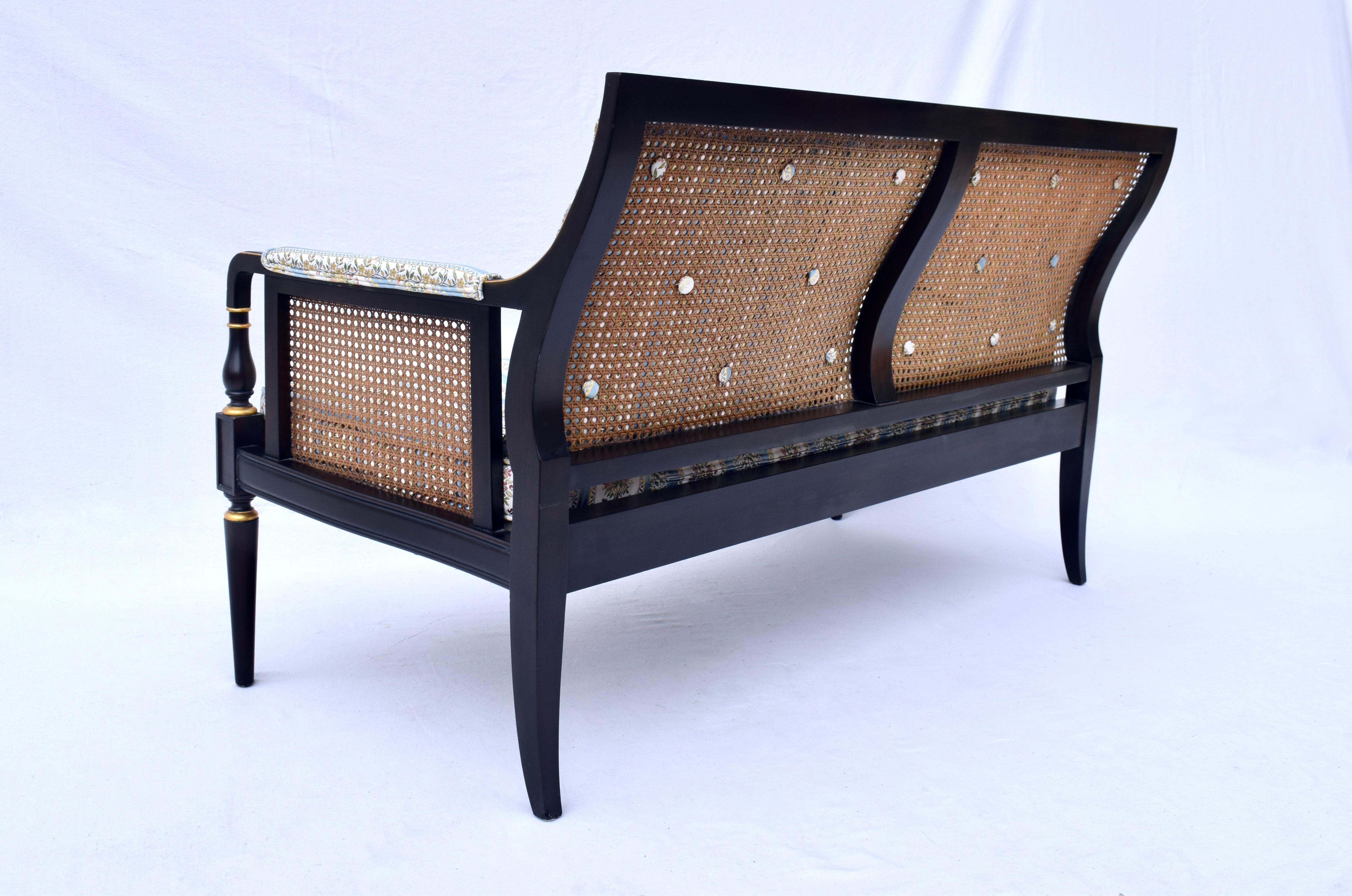 20th Century Regency Caned Settee by Baker Furniture For Sale