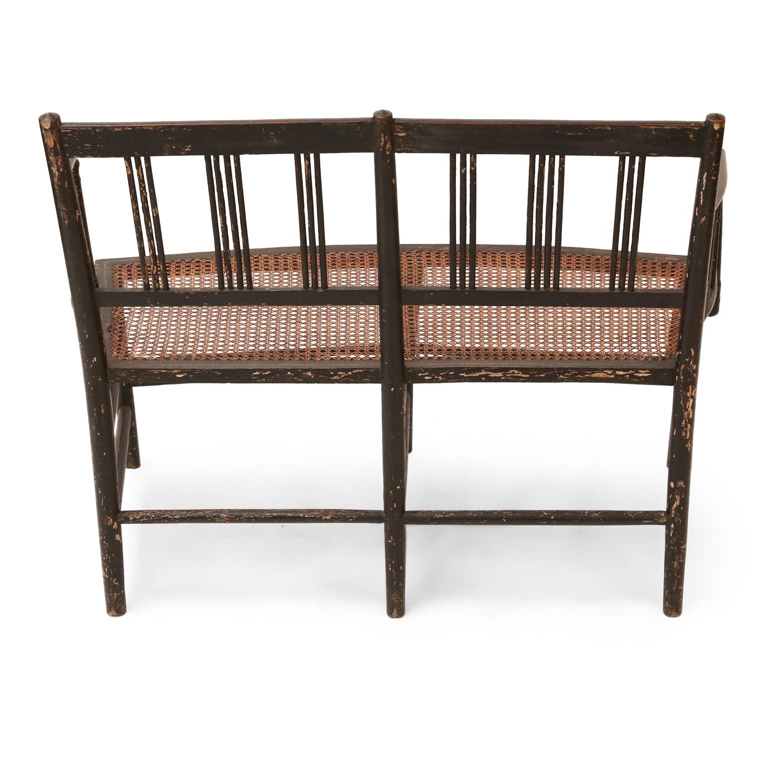 19th Century English Regency Caned Settee