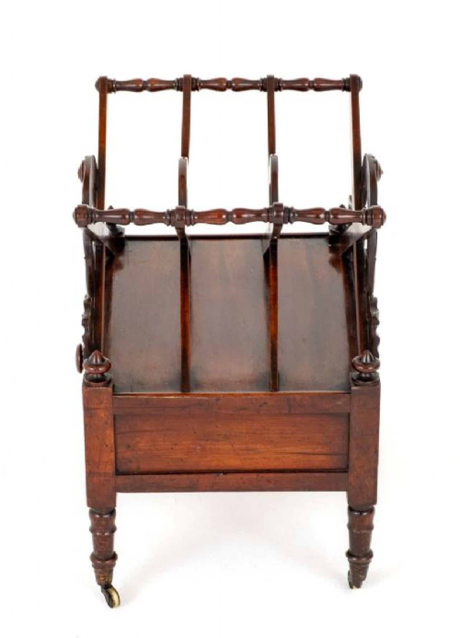 Regency Canterbury Mahogany Side Stand Antique Magazine Rack In Good Condition For Sale In Potters Bar, GB
