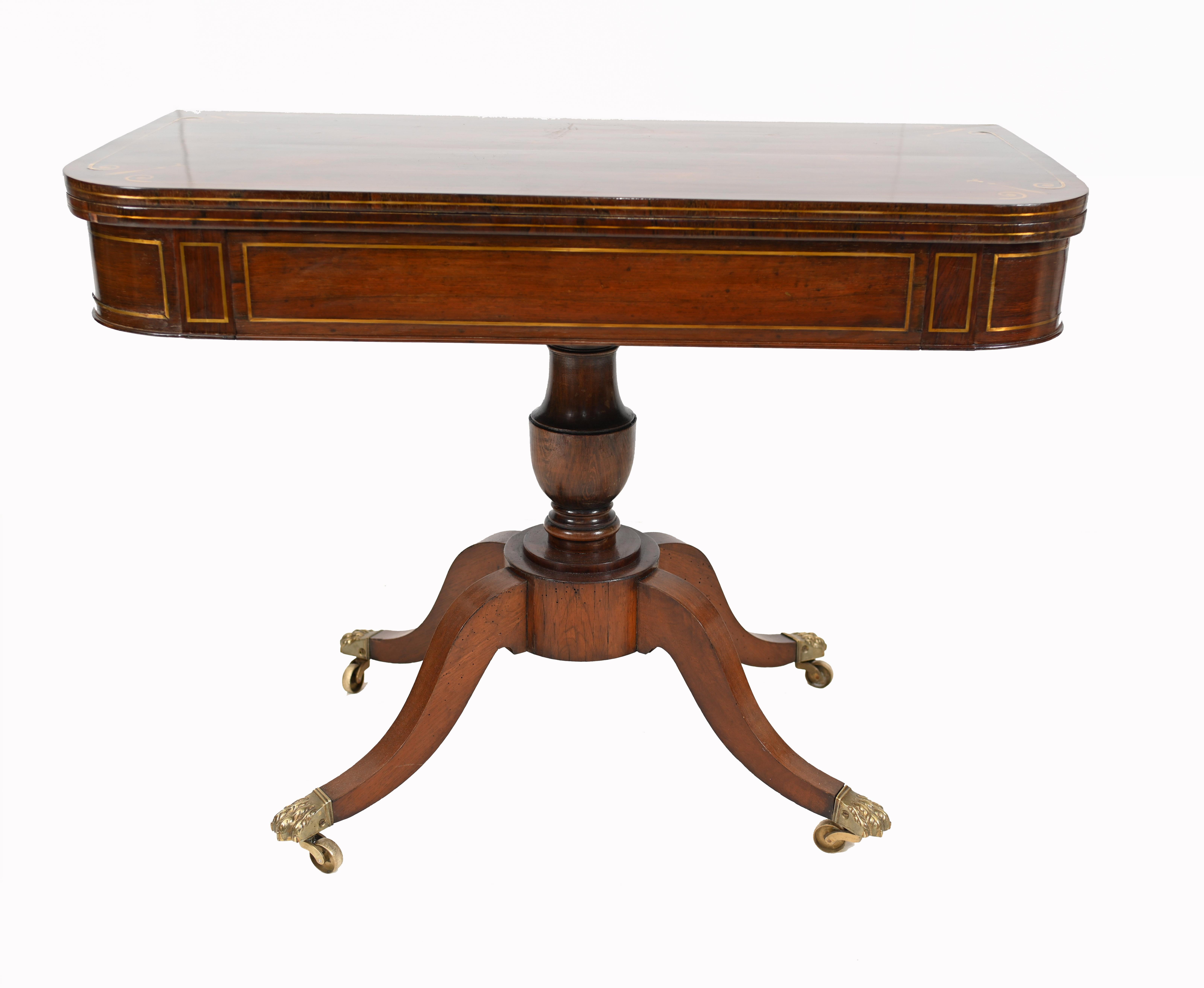 Regency Card Table Antique Mahogany Games, 1820 In Good Condition In Potters Bar, GB
