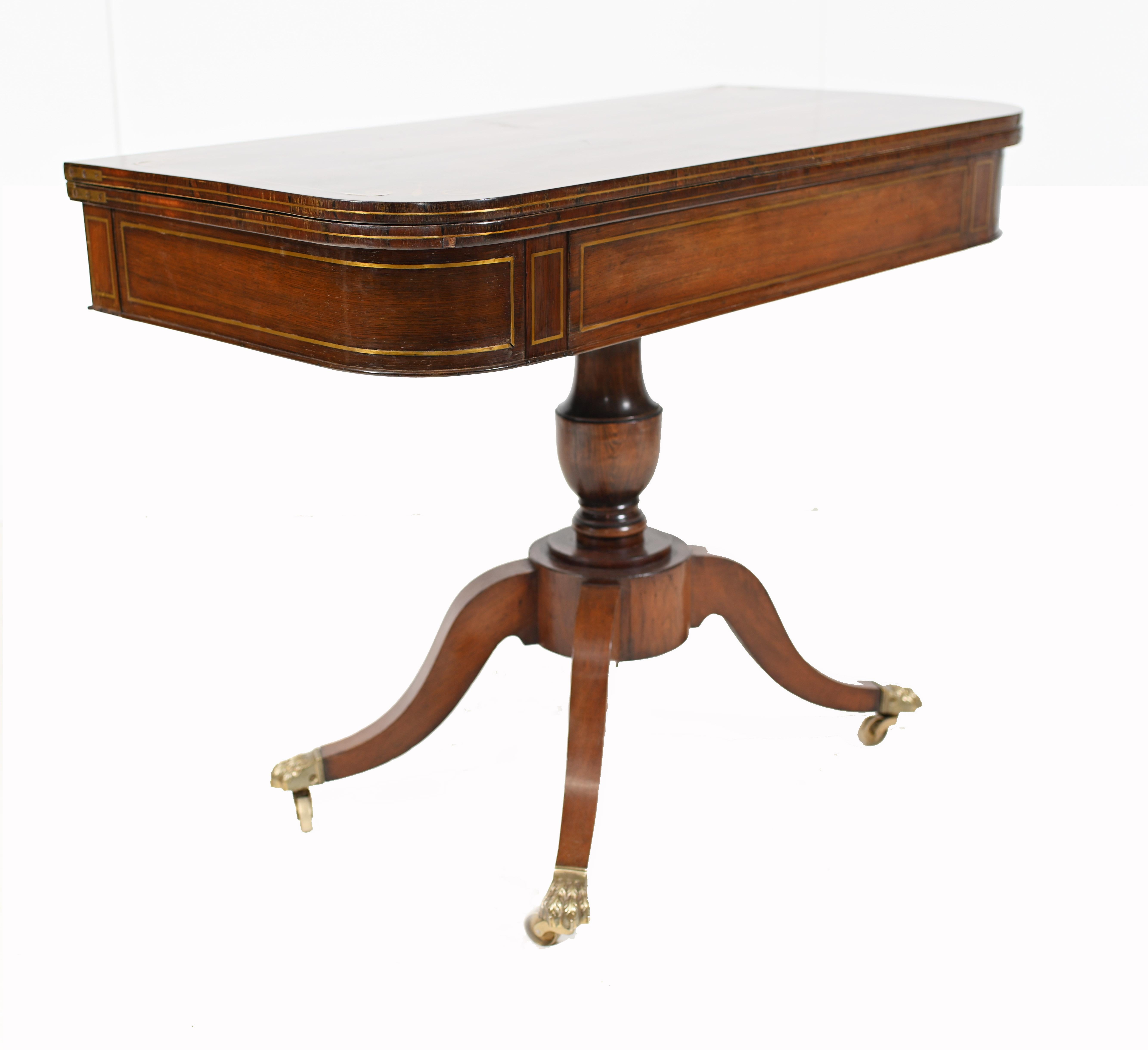 18th Century and Earlier Regency Card Table Antique Mahogany Games, 1820