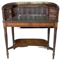Antique Regency Carlton House Desk Mahogany Marquetry Inlay